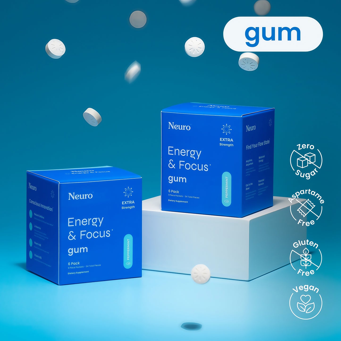 NeuroGum Extra Strength Energy  Focus Peppermint Sugar Free Supplement